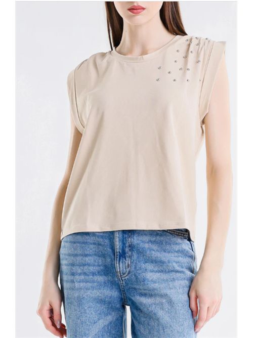 Canotta arricciata applicazioni Met Met | M 305TSBEIGE